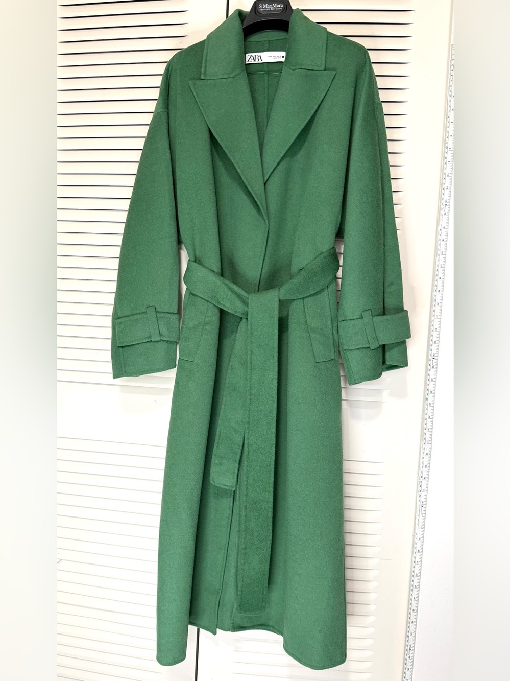 Zara wool blend Green Long Belted Trench Coat